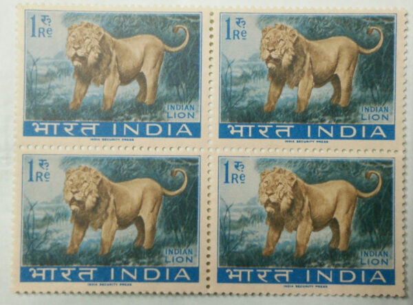Wild Life Preservation - Lion. Wild Animal, Indian Elephant, Elephas Maximus indicus, 30 nP. (Block of 4)