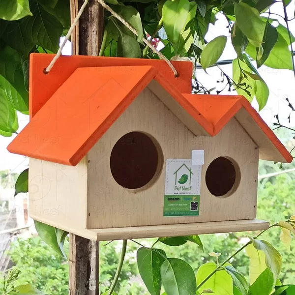 Wood Bird House Nest Box for Sparrow and Garden Birds, Outdoor Decor for Attracting Birds - DECO10 by Petnest