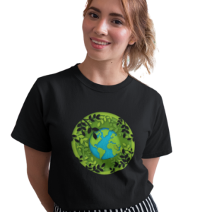 wildlifekart.com Presents Women Cotton Regular Fit T-Shirt | Design : earth in green circle