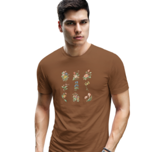 wildlifekart.com Presents Men Cotton Regular Fit T-Shirt | Design : 9 dfferent flower branches