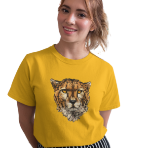 wildlifekart.com Presents Women Cotton Regular Fit T-Shirt | Design : cheetah head closeup