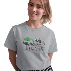 wildlifekart.com Presents Women Cotton Regular Fit T-Shirt | Design : 14 bird drawings