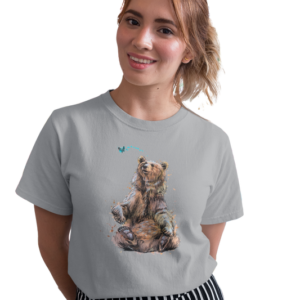 wildlifekart.com Presents Women Cotton Regular Fit T-Shirt | Design : Bear with butterfly