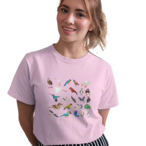 wildlifekart.com Presents Women Cotton Regular Fit T-Shirt | Design : different bird collage