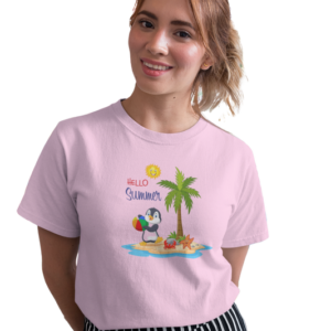 wildlifekart.com Presents Women Cotton Regular Fit T-Shirt | Design : hello summer penguin