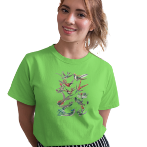 wildlifekart.com Presents Women Cotton Regular Fit T-Shirt | Design : hummingbird collage