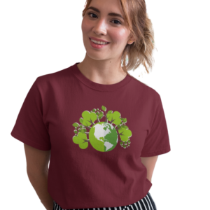 wildlifekart.com Presents Women Cotton Regular Fit T-Shirt | Design : green earth and trees