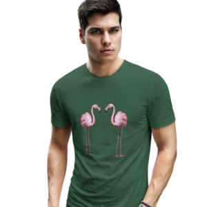 wildlifekart.com Presents Men Cotton Regular Fit T-Shirt | Design :2 flamingos