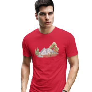 wildlifekart.com Presents Men Cotton Regular Fit T-Shirt | Design : 2 deers near mountain