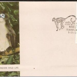 First Day Cover 01 Oct. '83 Indian Wildlife-Endangered Primates.(FDC-1983) (Spots/hinged/slightly damaged/Paper Stuck)
