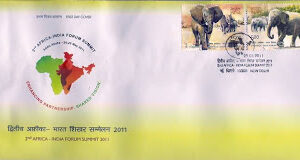 First Day Cover 25 May.'11 2nd Africa-India Forum Summit 2011. (FDC-2011) (Spots/hinged/slightly damaged/Paper Stuck)