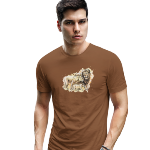 wildlifekart.com Presents Men Cotton Regular Fit T-Shirt | Design : lion family splash