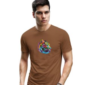 wildlifekart.com Presents Men Cotton Regular Fit T-Shirt | Design : multicolor tiger head