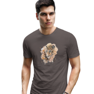 wildlifekart.com Presents Men Cotton Regular Fit T-Shirt | Design : leopard body and face closeup splash