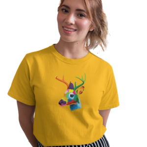 wildlifekart.com Presents Women Cotton Regular Fit T-Shirt | Design : multicolored dear