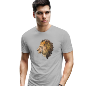 wildlifekart.com Presents Men Cotton Regular Fit T-Shirt | Design : lion closeup side face