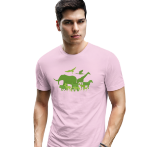 wildlifekart.com Presents Men Cotton Regular Fit T-Shirt | Design : green animals collage