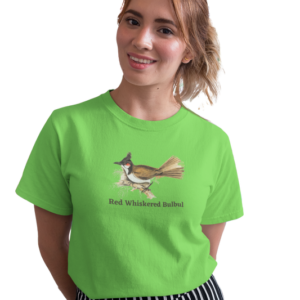 wildlifekart.com Presents Women Cotton Regular Fit T-Shirt | Design : Red-whiskered bulbul