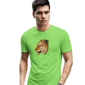 wildlifekart.com Presents Men Cotton Regular Fit T-Shirt | Design : tiger closeup complete side face