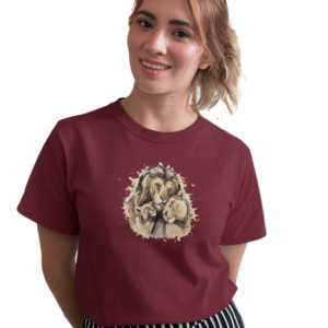 wildlifekart.com Presents Women Cotton Regular Fit T-Shirt | Design : lion lioness and cub splash