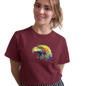 wildlifekart.com Presents Women Cotton Regular Fit T-Shirt | Design : multicolor eagle collage