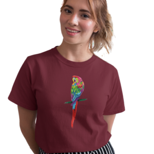 wildlifekart.com Presents Women Cotton Regular Fit T-Shirt | Design : Parrot, Macaw