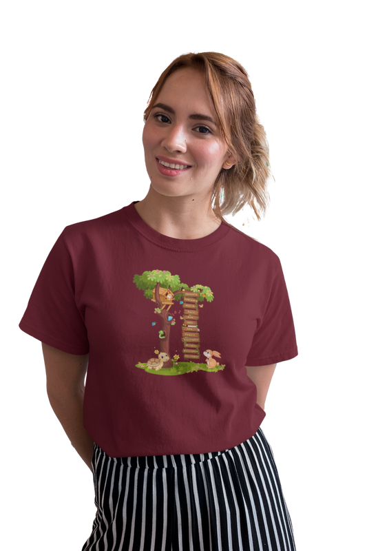 wildlifekart.com Presents Women Cotton Regular Fit T-Shirt | Design : tree with months list