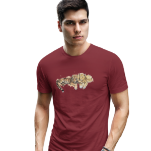 wildlifekart.com Presents Men Cotton Regular Fit T-Shirt | Design : lion and tiger cub