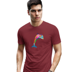 wildlifekart.com Presents Men Cotton Regular Fit T-Shirt | Design : multicolor dolphin