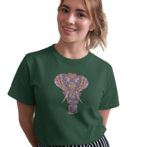 wildlifekart.com Presents Women Cotton Regular Fit T-Shirt | Design : multicolor design elephant