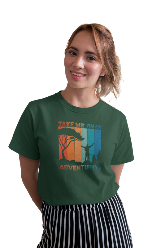 wildlifekart.com Presents Women Cotton Regular Fit T-Shirt | Design : take me on an adventure