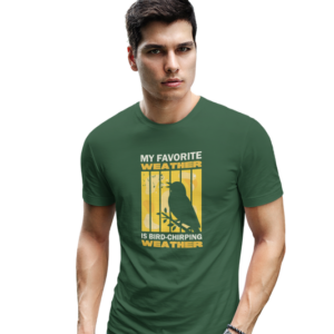 wildlifekart.com Presents Men Cotton Regular Fit T-Shirt | Design : my fav weather is bird chirping