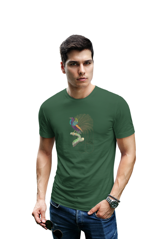 wildlifekart.com Presents Men Cotton Regular Fit T-Shirt | Design : Bird of paradise