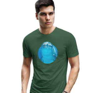 wildlifekart.com Presents Men Cotton Regular Fit T-Shirt | Design : dolphin face in blue round