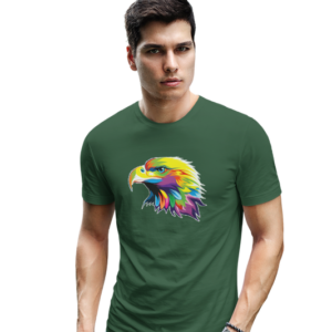 wildlifekart.com Presents Men Cotton Regular Fit T-Shirt | Design : multicolor eagle head