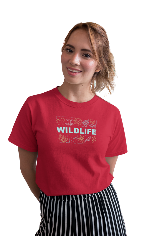 wildlifekart.com Presents Women Cotton Regular Fit T-Shirt | Design : wildlife travelling around the world