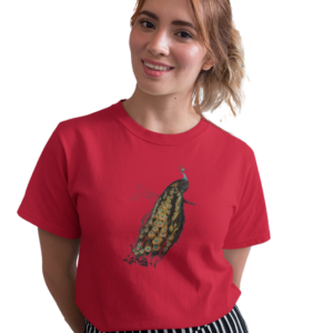 wildlifekart.com Presents Women Cotton Regular Fit T-Shirt | Design : peacock seating on branch