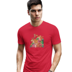 wildlifekart.com Presents Men Cotton Regular Fit T-Shirt | Design : tiger deer fox butterfly