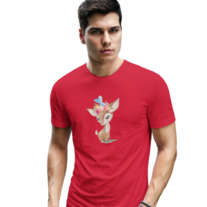 wildlifekart.com Presents Men Cotton Regular Fit T-Shirt | Design : deer with flowers and bird on head