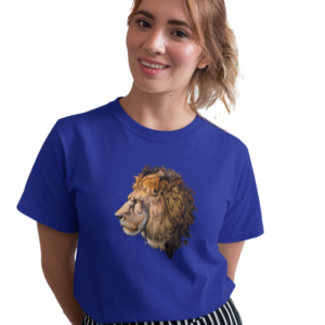 wildlifekart.com Presents Women Cotton Regular Fit T-Shirt | Design : lion closeup side face