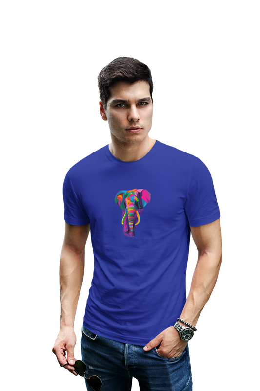 wildlifekart.com Presents Men Cotton Regular Fit T-Shirt | Design : multicolor full elephant