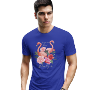 wildlifekart.com Presents Men Cotton Regular Fit T-Shirt | Design : be your beautiful flamingo