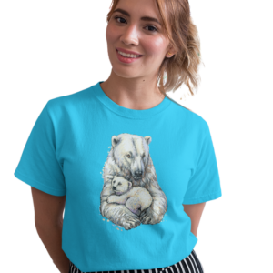 wildlifekart.com Presents Women Cotton Regular Fit T-Shirt | Design : Mom and baby polar bear