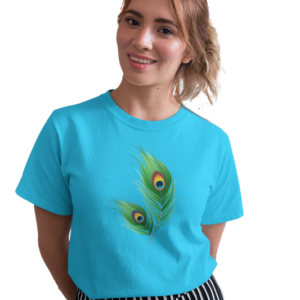 wildlifekart.com Presents Women Cotton Regular Fit T-Shirt | Design : peacock feather