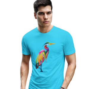 wildlifekart.com Presents Men Cotton Regular Fit T-Shirt | Design : multicolor heron bird