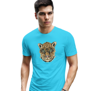 wildlifekart.com Presents Men Cotton Regular Fit T-Shirt | Design : leopard face flash