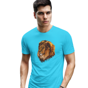 wildlifekart.com Presents Men Cotton Regular Fit T-Shirt | Design : Lion head splash