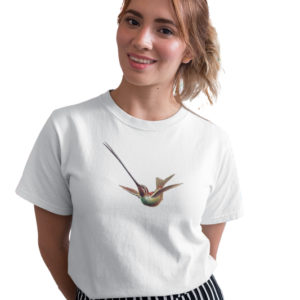 wildlifekart.com Presents Women Cotton Regular Fit T-Shirt | Design : long beak humming bird