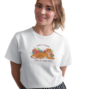 wildlifekart.com Presents Women Cotton Regular Fit T-Shirt | Design : TIGER Life is yours