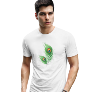 wildlifekart.com Presents Men Cotton Regular Fit T-Shirt | Design : peacock feather